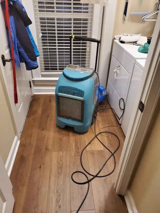 Commercial dehumidifier deployed for Flood Damage Cleanup in Woodinville